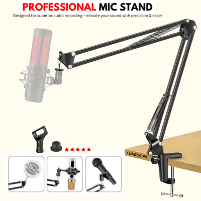Metal Arm Stand for Microphone - Black – FunBug microphone stand in Pakistan
