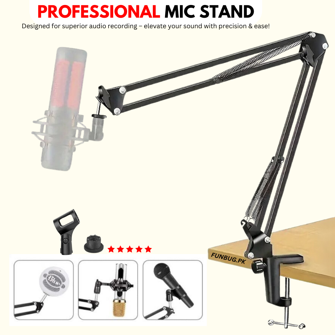 Metal Arm Stand for Microphone - Black