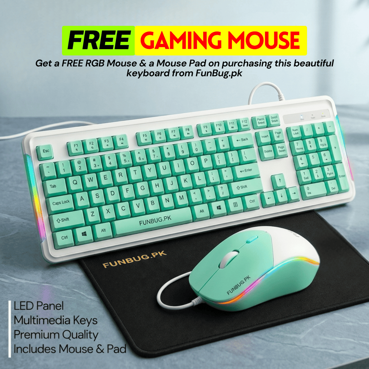 J209 Gaming Combo - 3 Colors: Black, White, Green