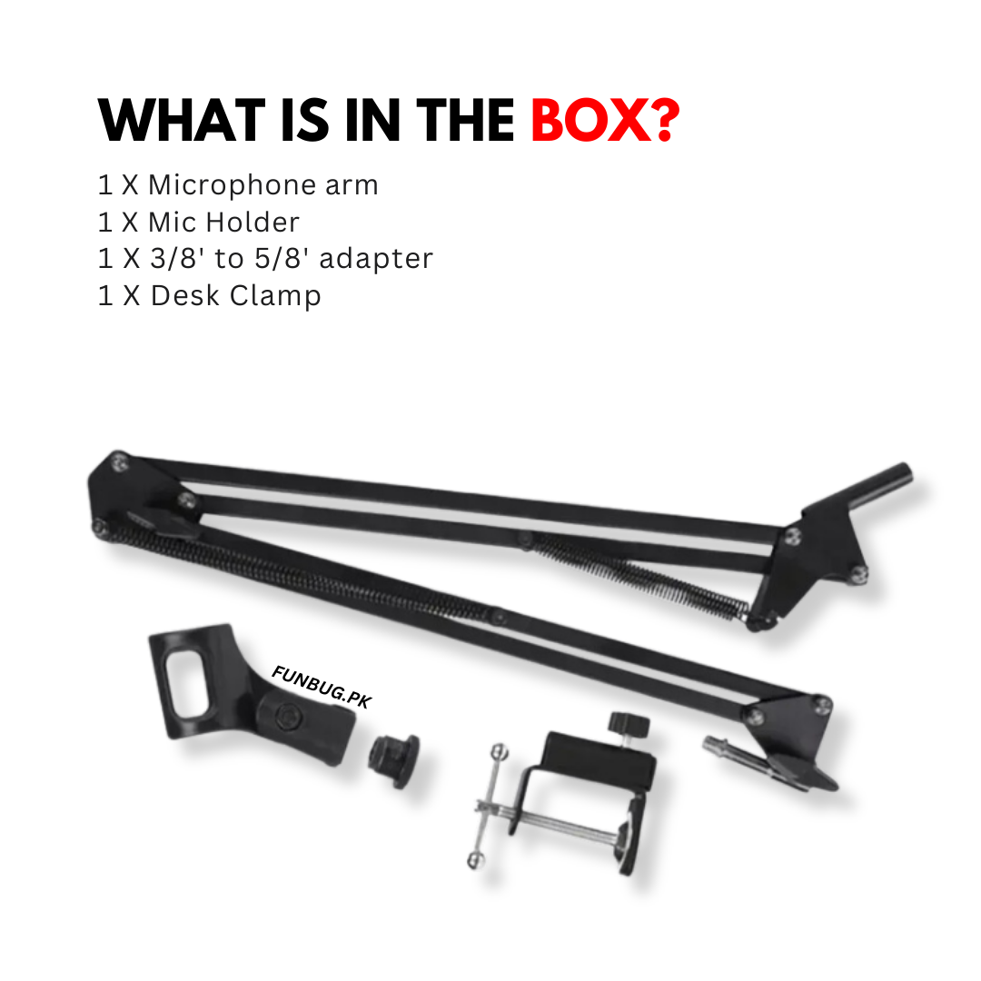 Metal Arm Stand for Microphone - Black