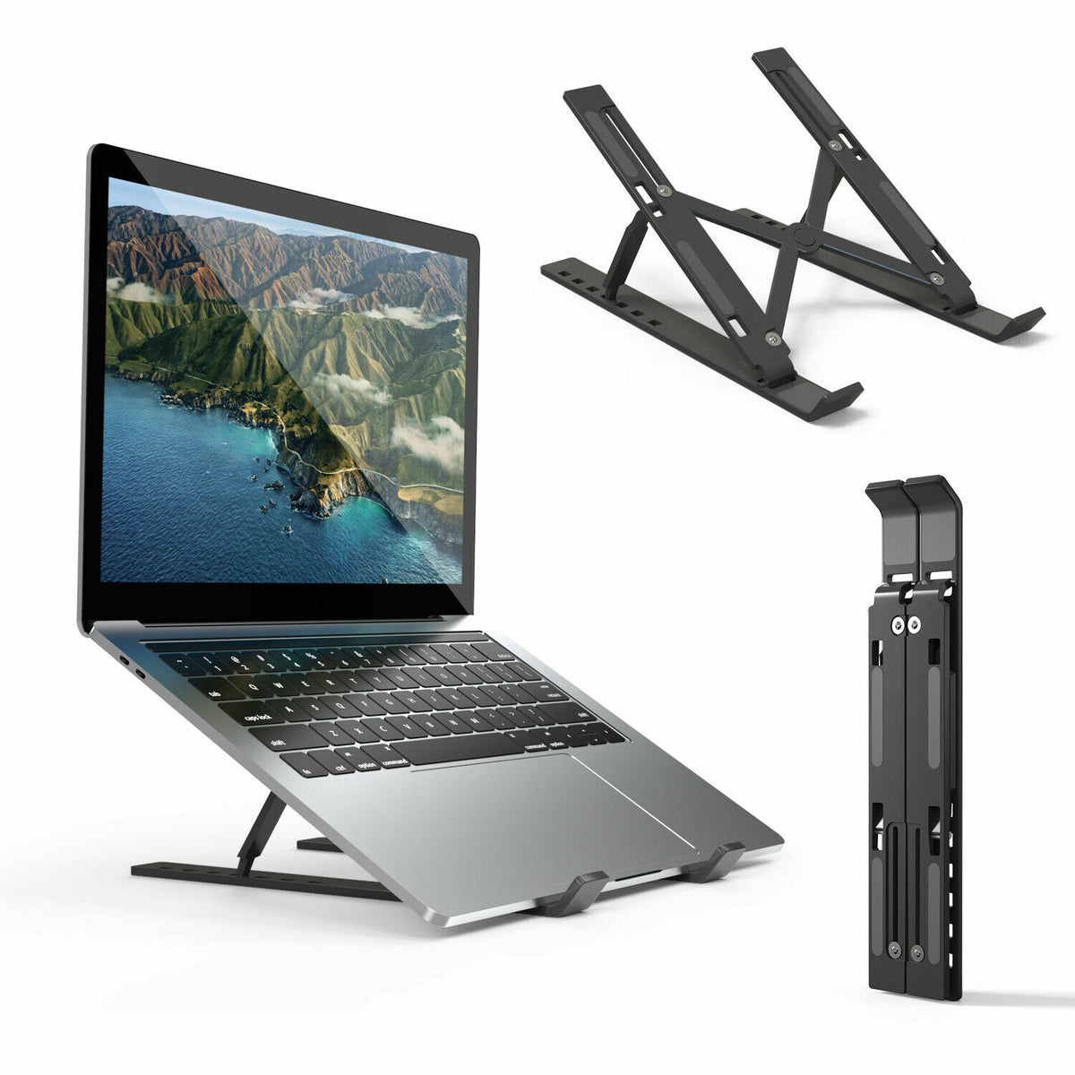 Aluminium Multi-Purpose Laptop Stand - Black & Silver