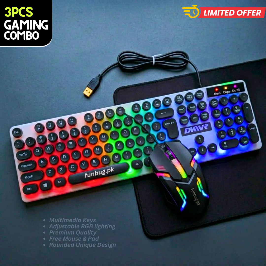 DKWR Retro Gaming Keyboard & Mouse Combo