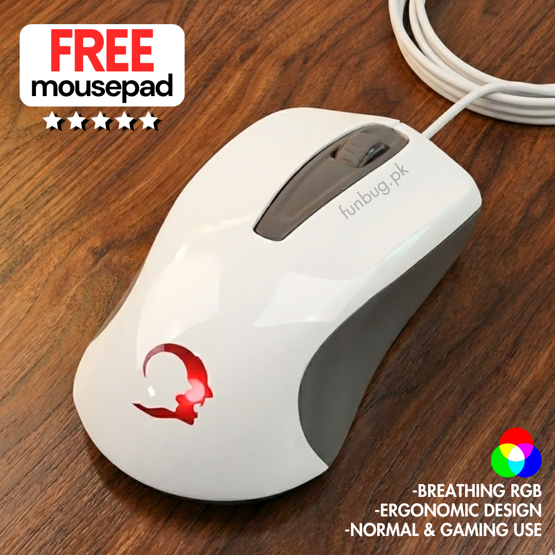 GK Optical Wired Gaming Mouse - White