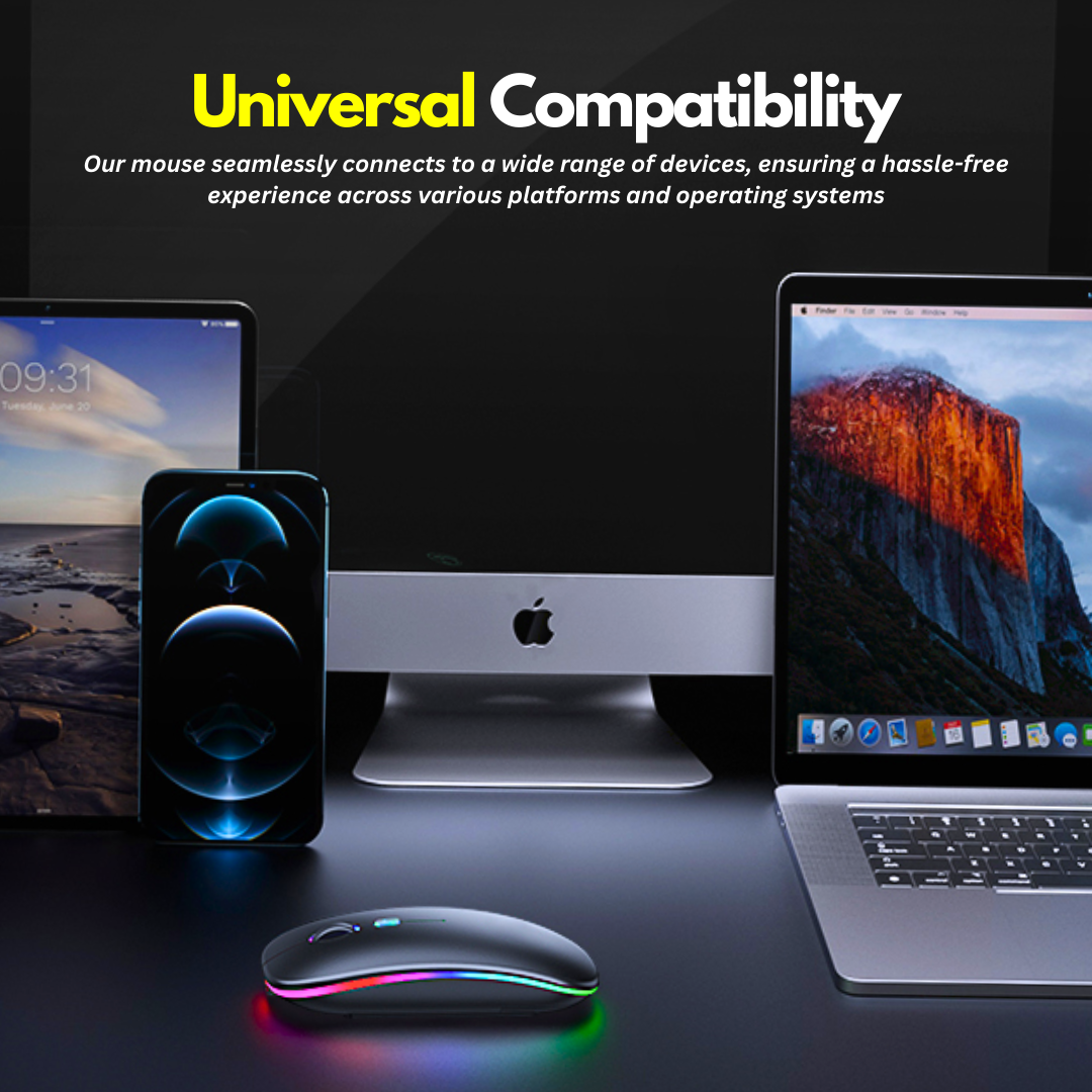 Wireless gaming mouse on a desk with laptop and monitor — FunBug Pakistan