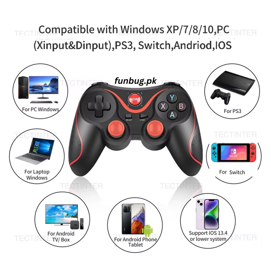 Bluetooth Wireless Gaming Controller - X3 – FunBug gaming controller in Pakistan