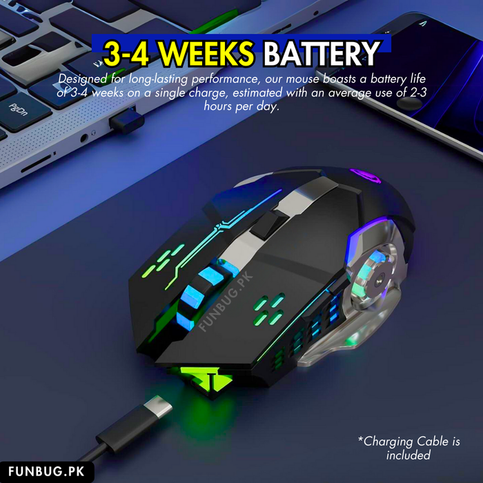 Rechargeable Wireless Mouse - 600mAh, 6 Buttons, 3200DPI – FunBug gaming mouse in Pakistan