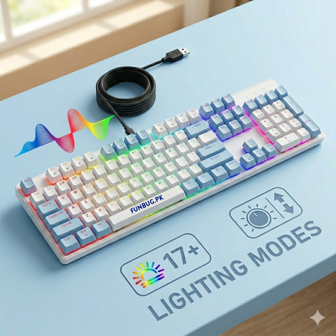 LM2104 Blue Switch Mechanical Gaming Keyboard – 104 Keys