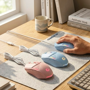 FunBug GX6 RGB Gaming Mouse – Sky Blue & Rose Gold