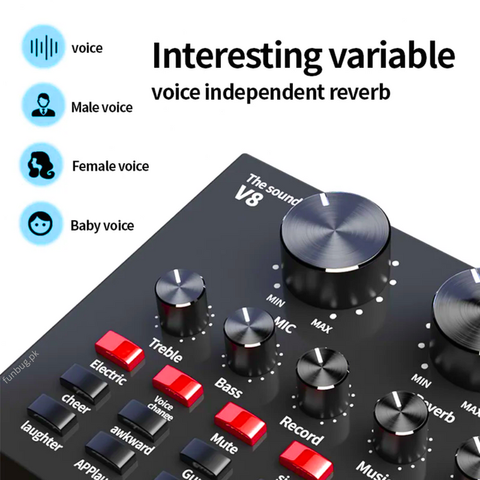 Original BM800 Condenser Microphone Kit with V8 Live Sound Card – FunBug microphone in Pakistan