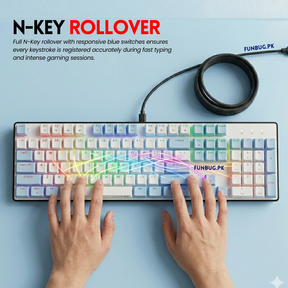 LM2104 Blue Switch Mechanical Gaming Keyboard – 104 Keys