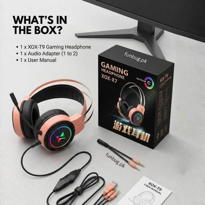 XOX T9 Gaming Headset - Peach – FunBug gaming headphones in Pakistan