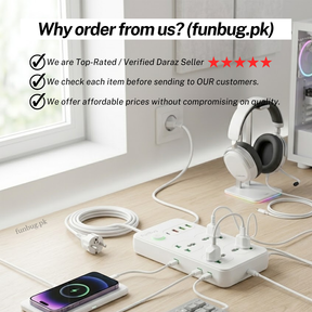 2500W Power Socket Extension with USB & Type-C Ports