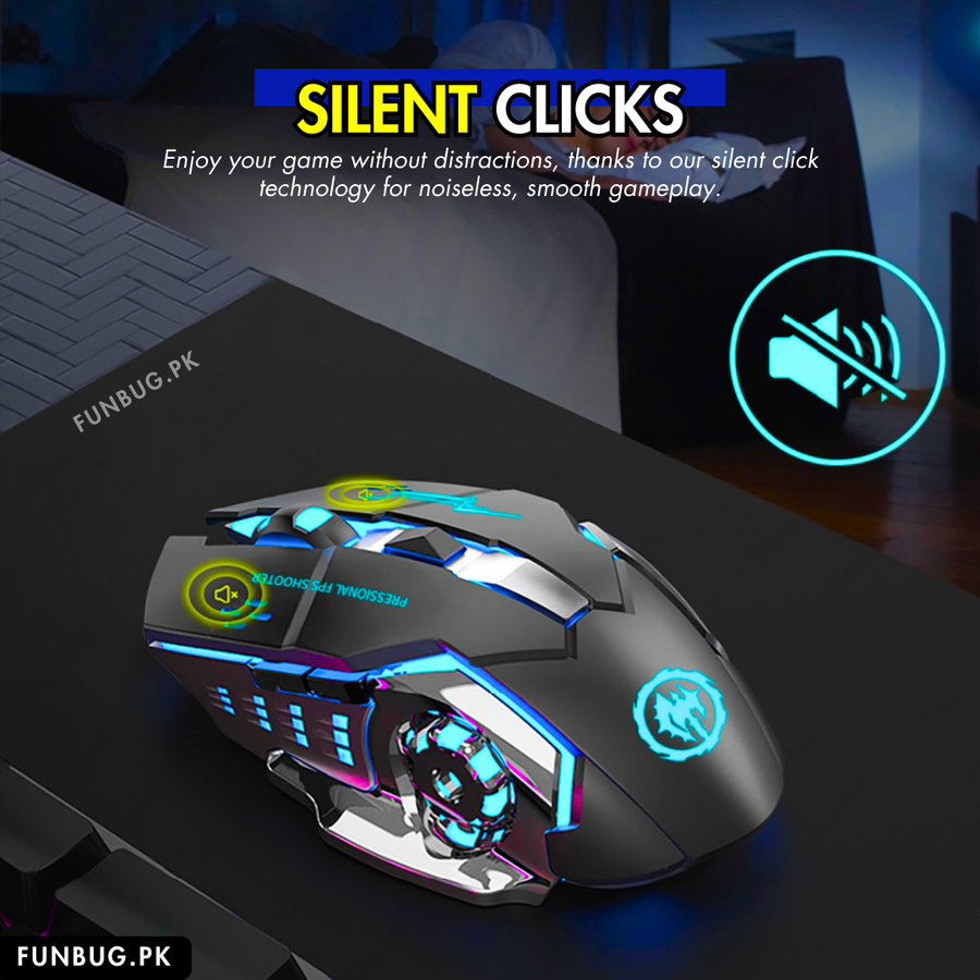 Rechargeable Wireless Mouse - 600mAh, 6 Buttons, 3200DPI – FunBug gaming mouse in Pakistan