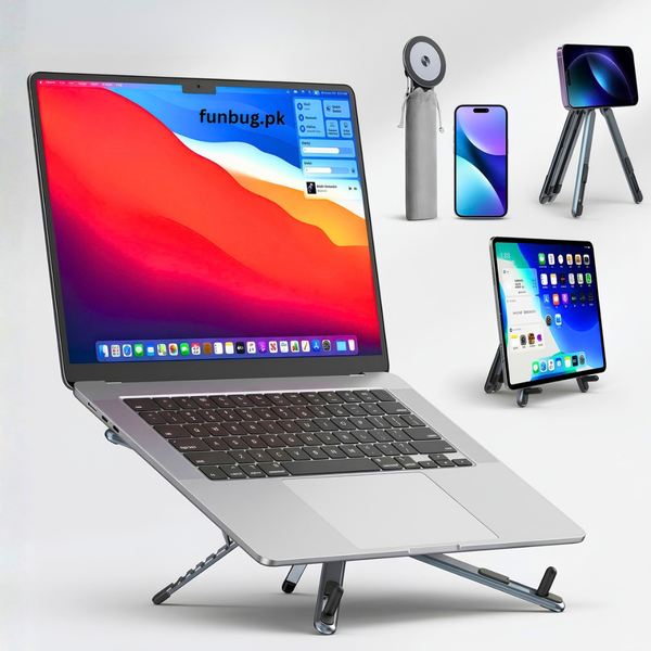 L01 Magnetic Foldable Aluminium Laptop Stand with Phone & Tablet Holder