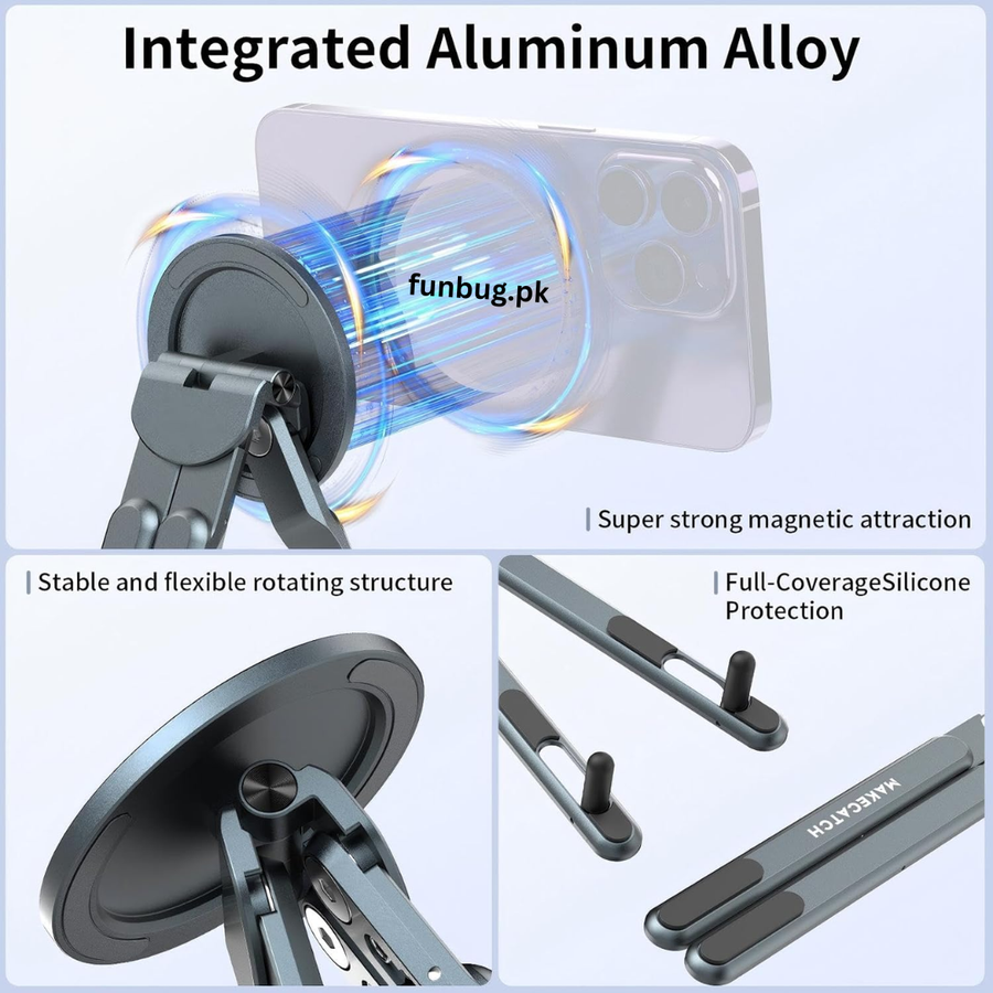 L01 aluminium alloy magnetic head and silicone-tipped arms – FunBug laptop stand in Pakistan