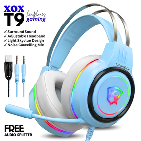 XOX T9 Skyblue Gaming Rgb Headphones