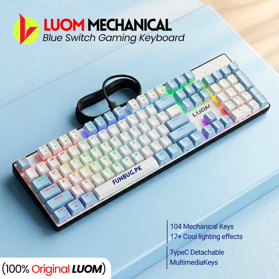 LM2104 Blue Switch Mechanical Gaming Keyboard – FunBug gaming keyboard in Pakistan