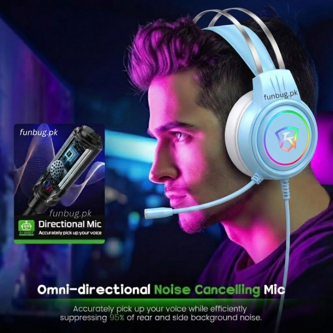 XOX T9 Skyblue Gaming Rgb Headphones
