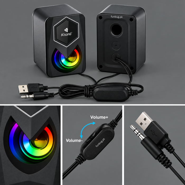 Kisonli L1020 RGB Computer Speakers for PC, Laptop & TV – 6W