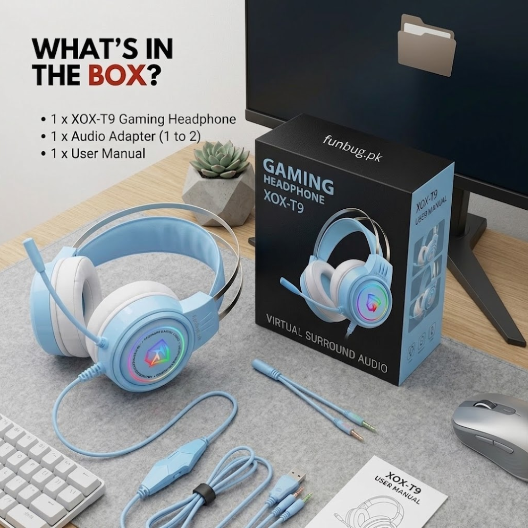 XOX T9 Skyblue Gaming Rgb Headphones