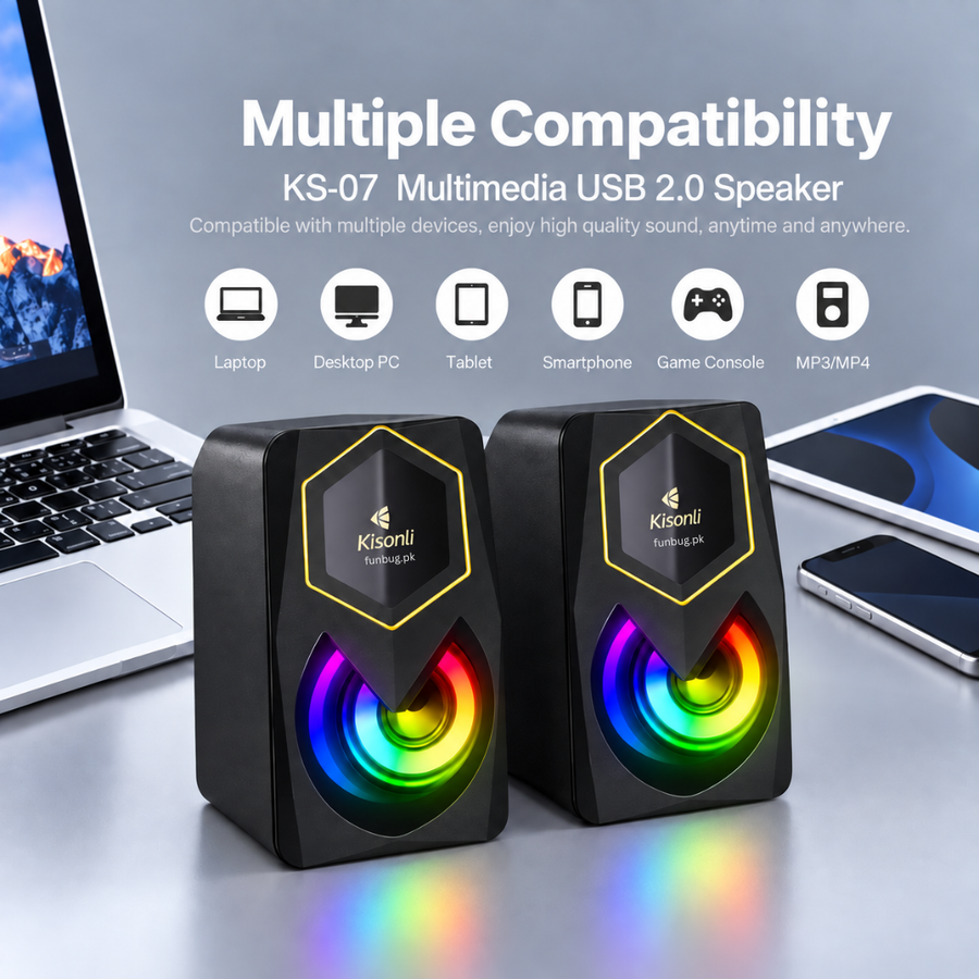 Kisonli L1020 RGB Computer Speakers for PC, Laptop & TV – 6W