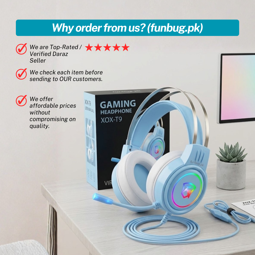 XOX T9 Skyblue Gaming Rgb Headphones