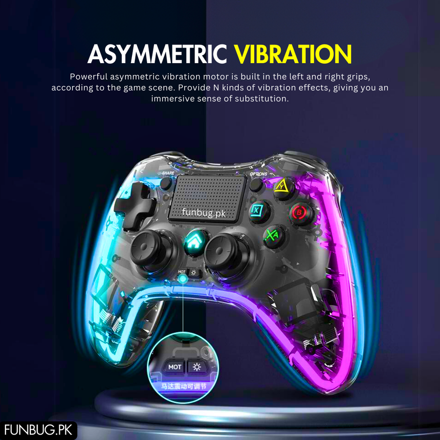 Transparent P05 Gaming Controller - Rgb Lighting – FunBug gaming controller in Pakistan