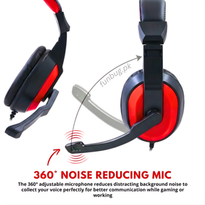 H130 Wired Headphones - 3.5mm Single Pin - Red&Black