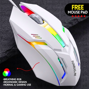 Wired Rgb Mouse - Black & White - 7 Light