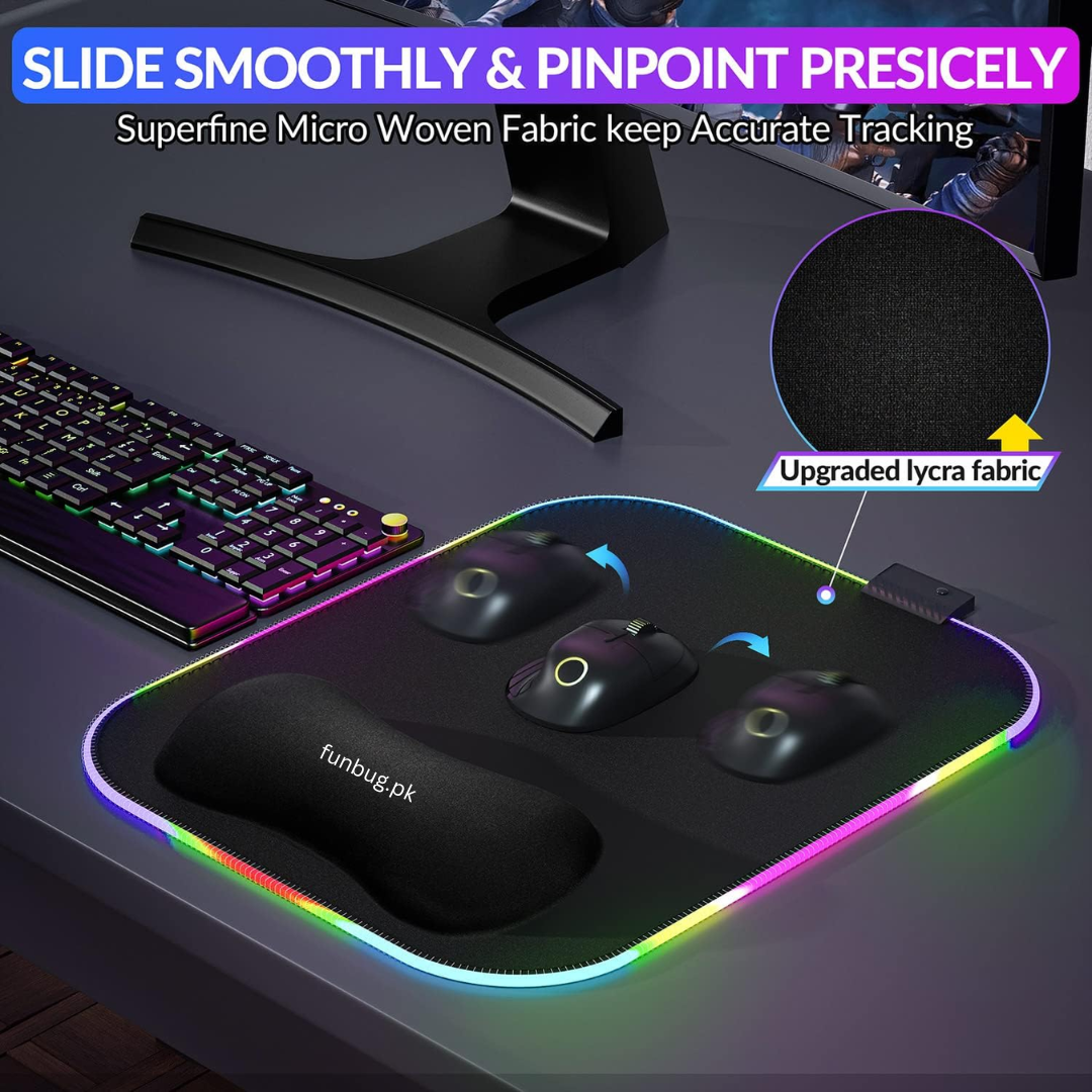 Rgb Gaming Mousepad - Memory Foam Wrist Rest