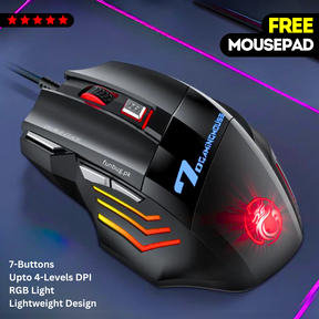 High-Quality 7 Buttons Rgb Wired Gaming Mouse - Black
