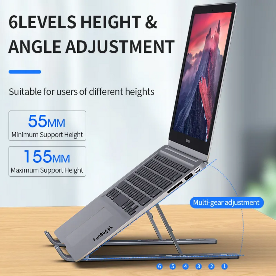 Aluminium Multi-Purpose Laptop Stand - Black & Silver – FunBug laptop stand in Pakistan
