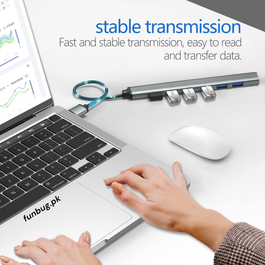 7-Port Aluminum USB 3.0 Hub for PCs & Laptops