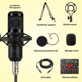 Original BM800 Condenser Microphone Kit with Upgraded V10 Sound Card