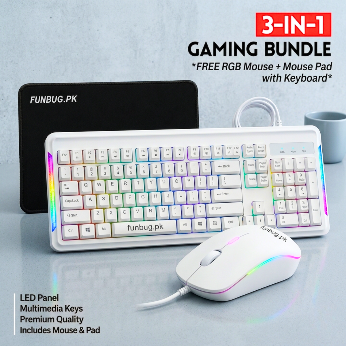 J209 Gaming Combo - 3 Colors: Black, White, Green