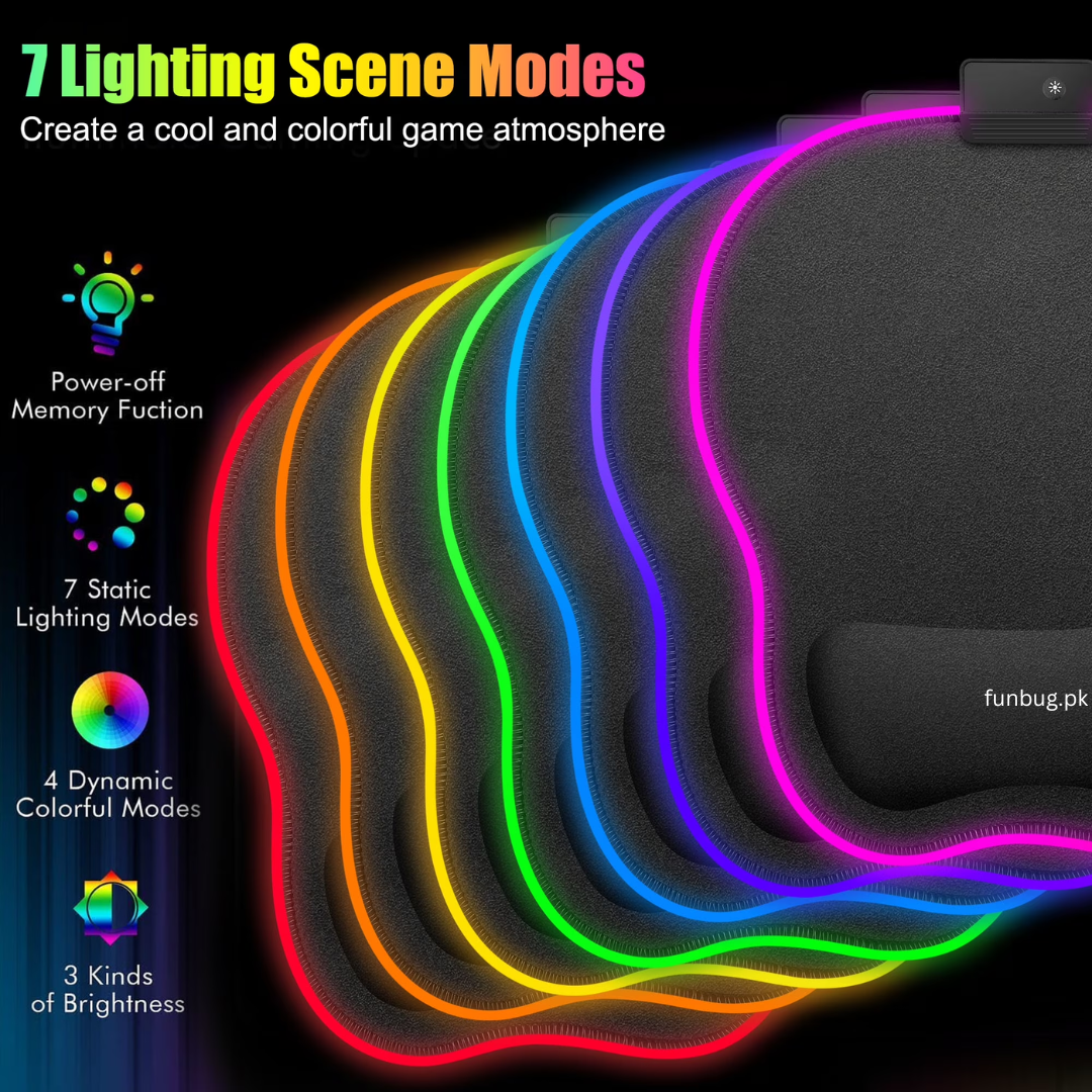 Rgb Gaming Mousepad - Memory Foam Wrist Rest