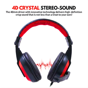 H130 Wired Headphones - 3.5mm Single Pin - Red&Black