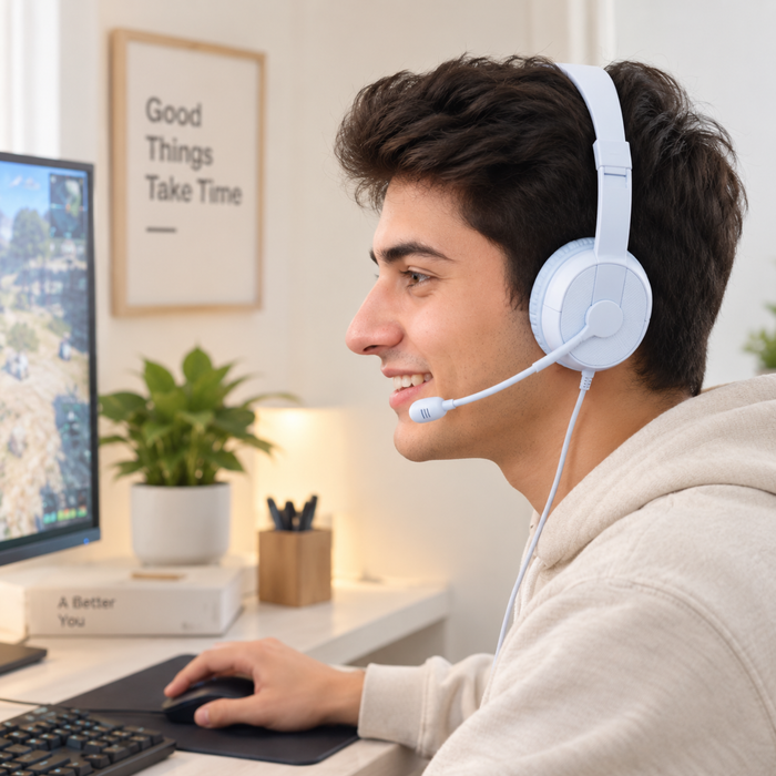H110 Mini SkyBlue Headphones with Mic - 3.5mm Wired – FunBug gaming headphones in Pakistan