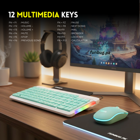 J209 Gaming Keyboard & Mouse - Mint Green