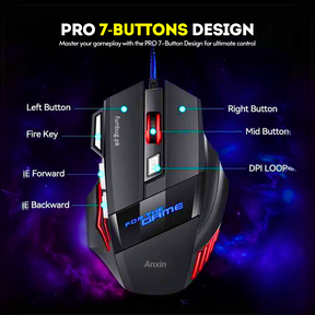 High-Quality 7 Buttons Rgb Wired Gaming Mouse - Black