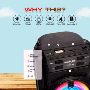 Wireless Bluetooth Speaker Rgb - SD Card, FM Radio, USB