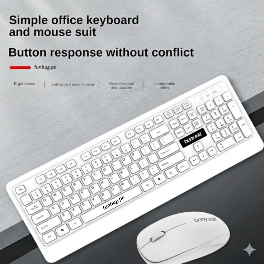 Beny BM900 full-size office keyboard and mouse set, splash-resistant – FunBug in Pakistan