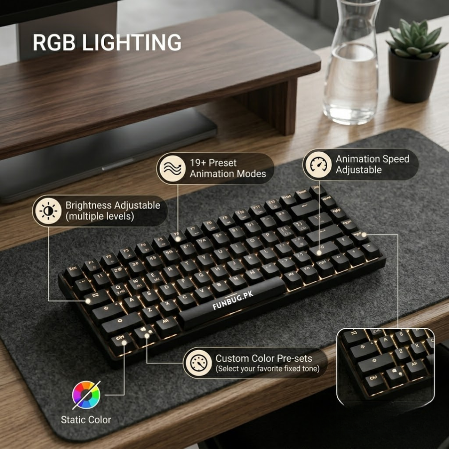 WL84 Tri-Mode Wireless Mechanical Gaming Keyboard – FunBug gaming keyboard in Pakistan