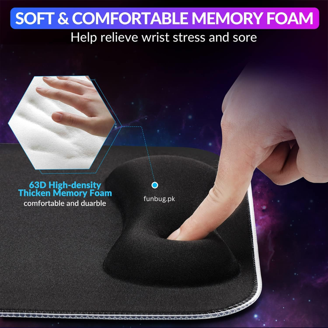 Rgb Gaming Mousepad - Memory Foam Wrist Rest
