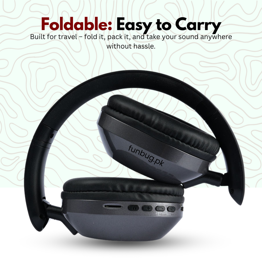 AKZ-30 foldable headphones folded flat for travel – FunBug headphones in Pakistan