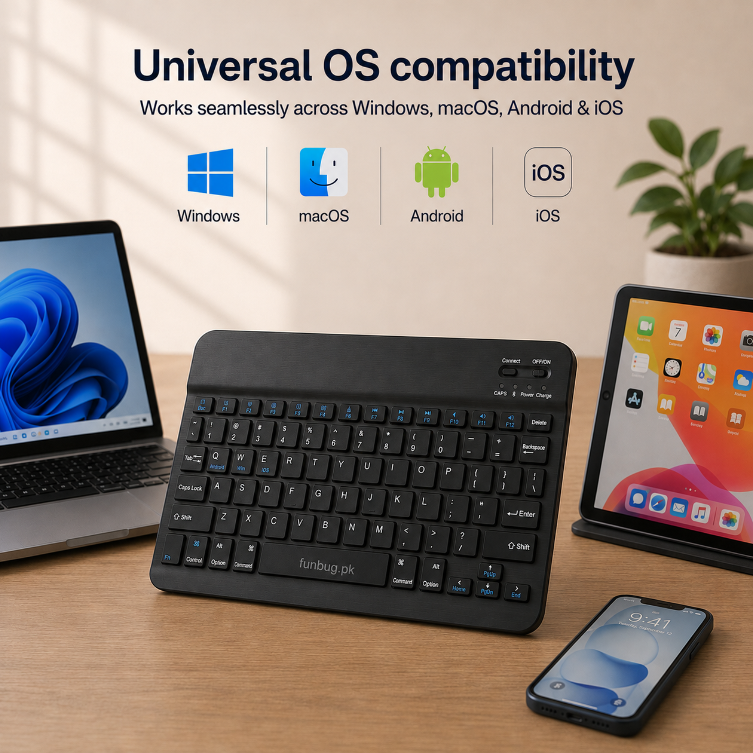 Rechargeable Mini Wireless Bluetooth Keyboard