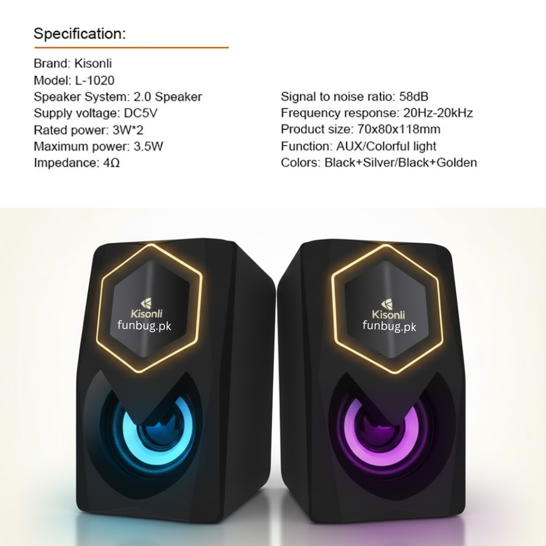Kisonli L1020 Dual Wired Speakers for PC, TV, Laptop