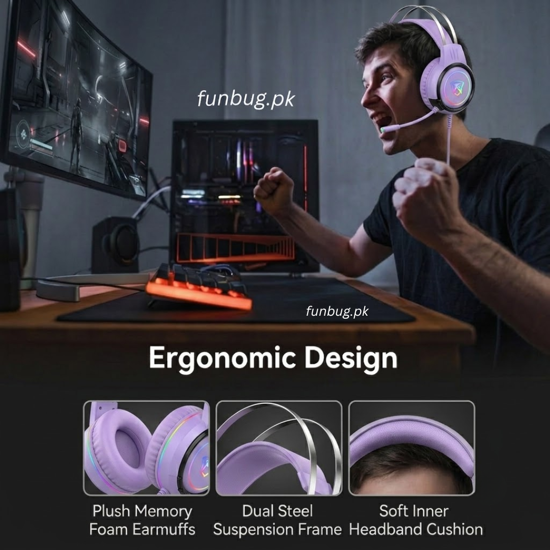 XOX T9 Lavender Rgb Gaming Headphones