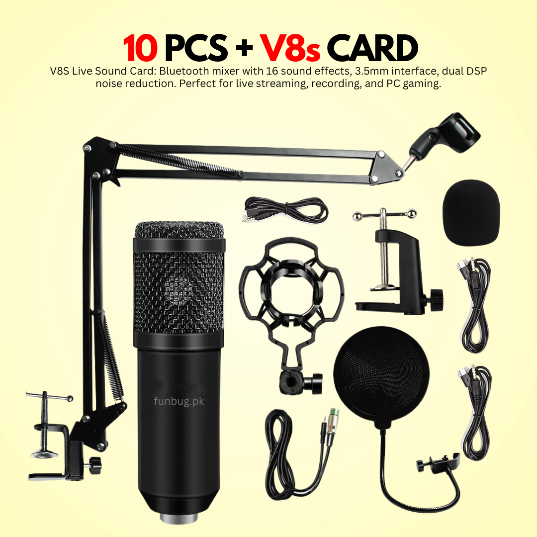 Original BM800 Condenser Microphone Kit with Upgraded V10 Sound Card