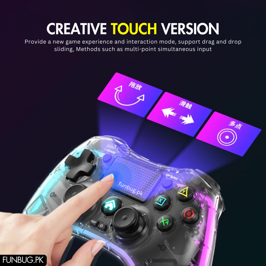Transparent P05 Gaming Controller - Rgb Lighting – FunBug gaming controller in Pakistan